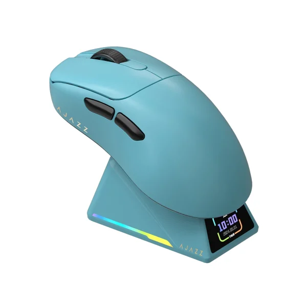Ajazz AJ179 APEX 8K Wireless Gaming Mouse with Charging Dock LCD Blue
