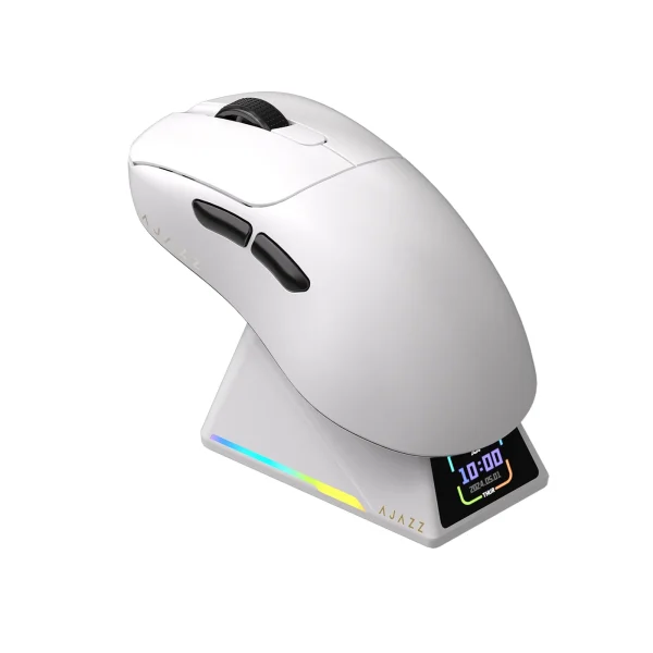 Ajazz AJ179 APEX 8K Wireless Gaming Mouse with Charging Dock LCD White