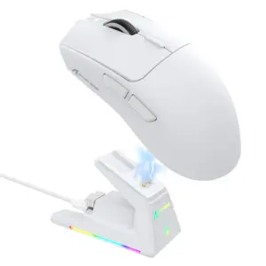 ATTACK SHARK X1 Tri-mode Gaming Mouse With Touchpad RGB Charging Dock WHITE