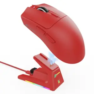 ATTACK SHARK X1 Tri-mode Gaming Mouse With Touchpad RGB Charging Dock Red